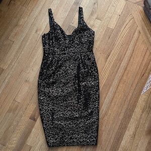 Jill Jill Stuart Black and Gold Sequin Mini Dress